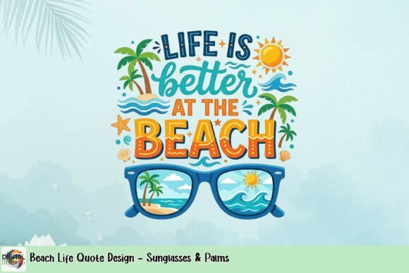 Beach Life Quote Design: Sunglasses & Palms for Vibrant Branding