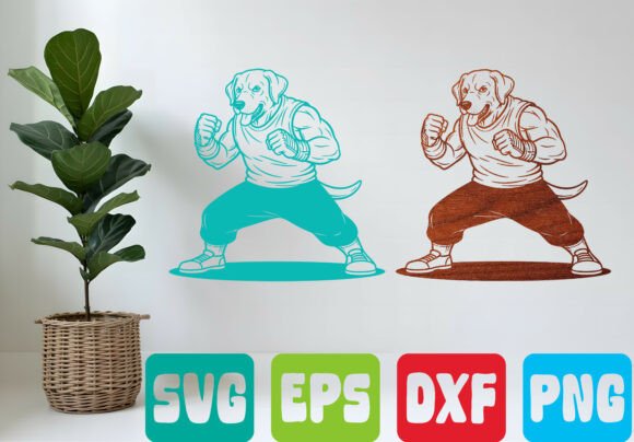 Boxing Dog SVG Fighter Cartoon Design: Dynamic Visual Impact