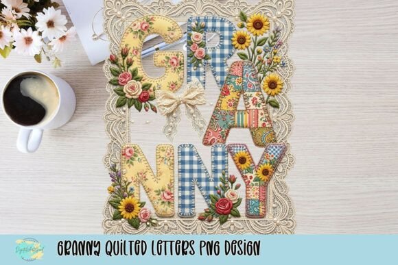 Charming Granny Quilted Letters PNG Design for Crafts
