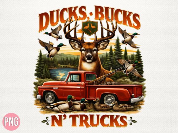 Ducks Bucks N Trucks: Versatile Hunting Design PNG