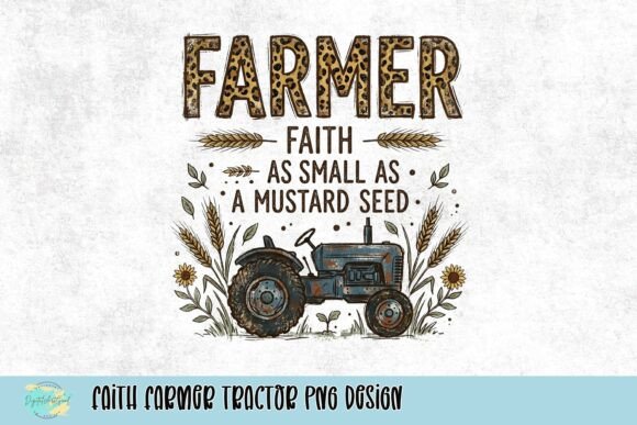 Faith Farmer Tractor PNG: A Design Asset for Rustic Branding