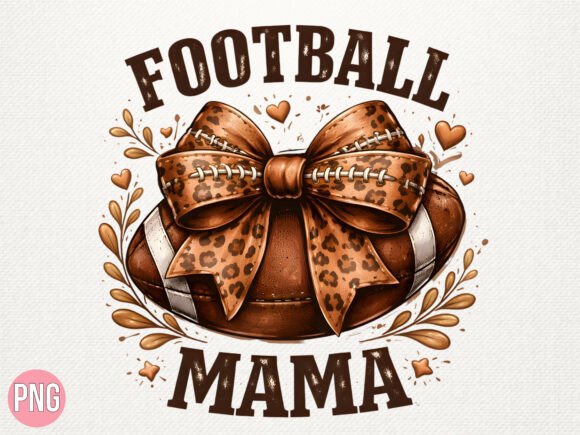 Football Mama Leopard Bow Design PNG: A Creative Asset