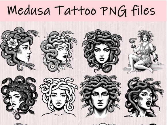 Medusa Tattoo Design Bundle: Gothic Art for Bold Branding