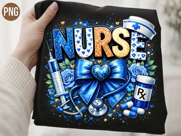 Nurse Medical Bow Glitter Design PNG for Creative Projects