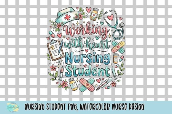 Nursing Student PNG: Watercolor Design for Creative Projects