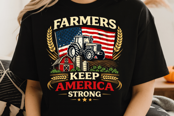 Patriotic Farmer Tractor Design PNG: Bold Farm Life Graphics