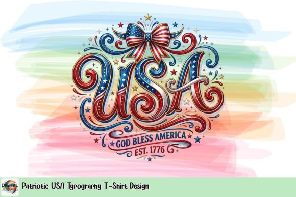 Patriotic USA Typography T-Shirt Design: A Visual Celebration