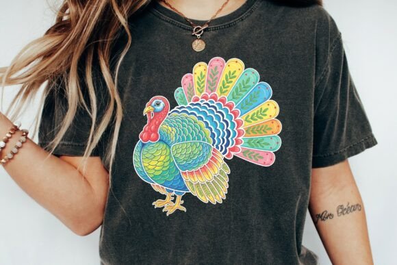 Vibrant Colorful Turkey Feather Design Png for Creative Projects